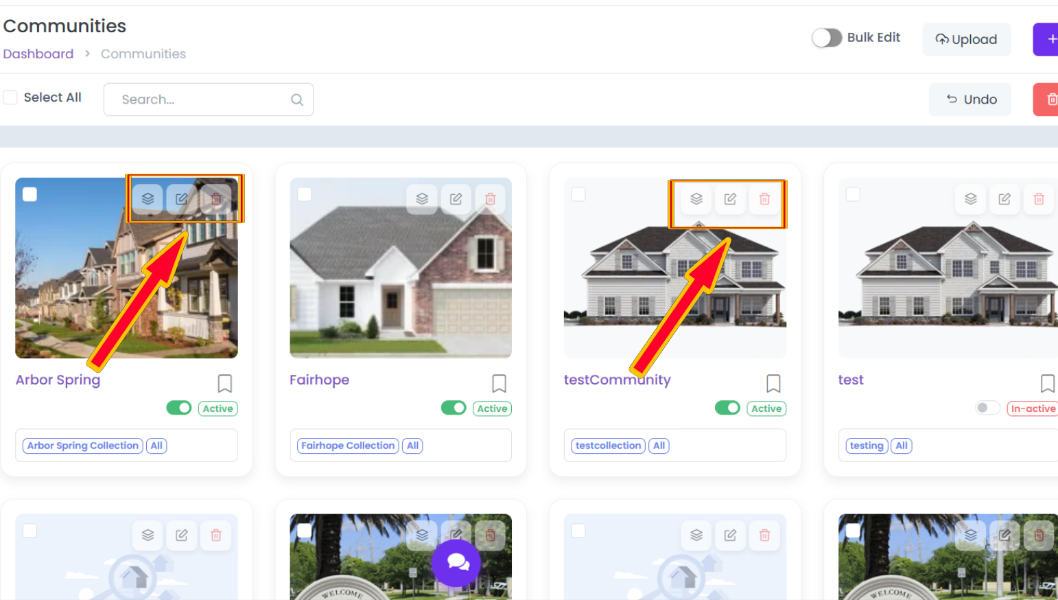 Collection Card Actions